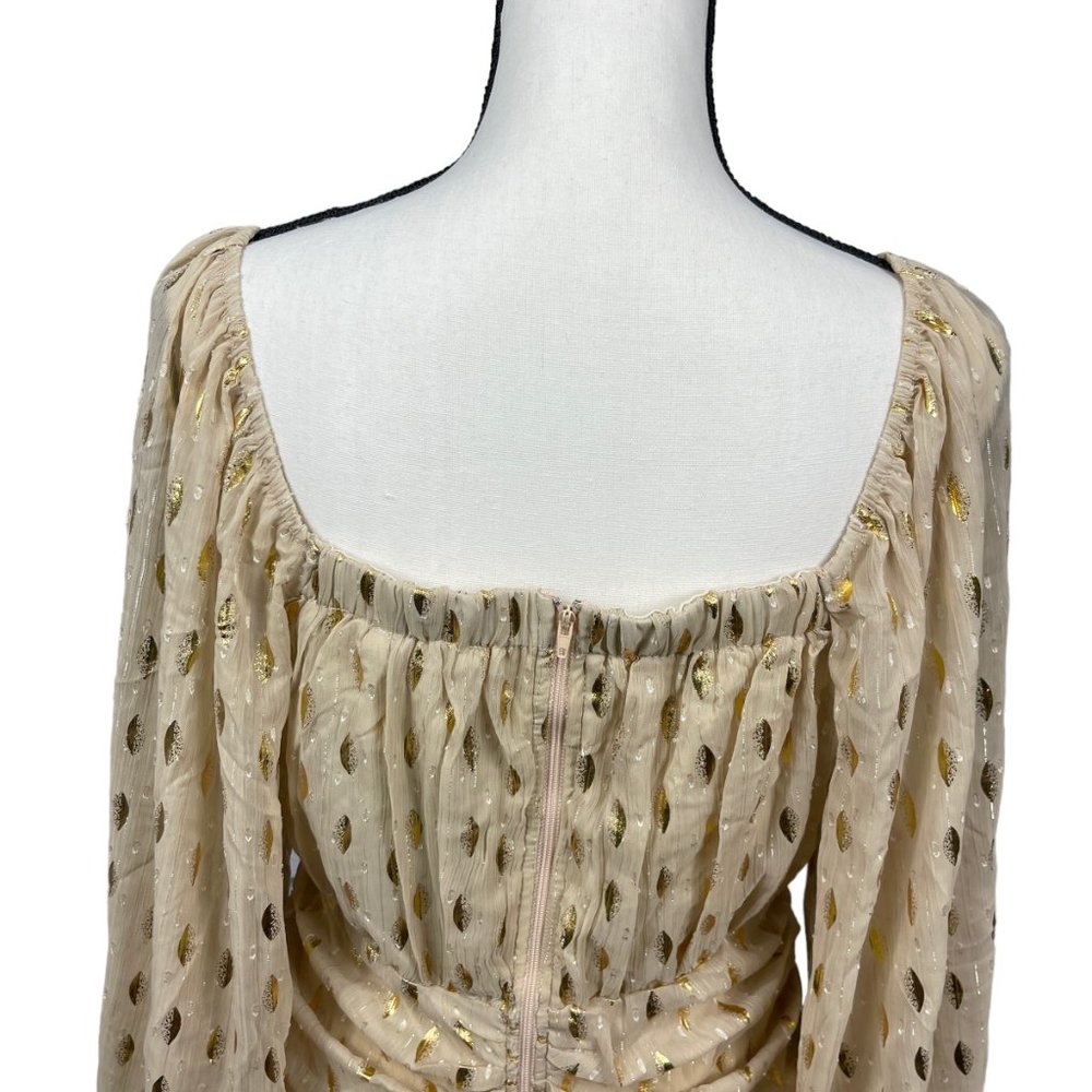 NWT Fashion Nova Always Chasing Ruched Mini Dress Taupe Women's XL 1X Shimmer - Picture 7 of 9